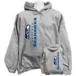 Front view of the premium seahawks sweatshirt hoodie displaying a bold classic football team totem bird logo graphic