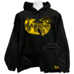 Front view of the premium wu tang clan sweatshirt hoodie displaying a bold classic rap group stylized W crest typography graphic