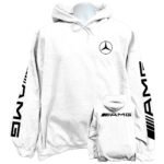 Front view of the premium amg mercedes sweatshirt hoodie displaying a bold classic track performance logo graphic