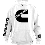 Front view of the premium cummins sweatshirt hoodie displaying a bold classic turbo diesel logo graphic