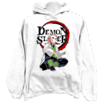Close-up details of the premium demon slaye sweatshirt hoodie featuring custom anime character artwork