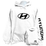 Front view of the premium hyundai sweatshirt hoodie displaying a bold classic slanted H logo graphic