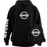 nissan sweatshirt hoodie displaying a bold classic minimalist metallic circle emblem graphic