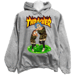 Front view of the premium rick & morty sweatshirt hoodie displaying vibrant portal graphics