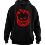 spitfire wheels sweatshirt hoodie displaying a bold classic bright orange swirling bighead flame logo graphic