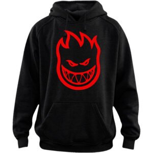 spitfire wheels sweatshirt hoodie displaying a bold classic bright orange swirling bighead flame logo graphic