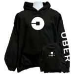 uber sweatshirt hoodie displaying a bold classic minimalist stark white typographic logo graphic