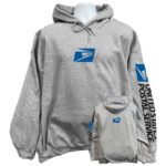 usps sweatshirt hoodie displaying a bold classic deep blue eagle sonic emblem graphic