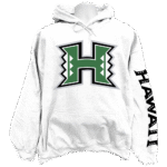 university of hawaii sweatshirt hoodie displaying a bold classic stylized green and white letter H logo graphic